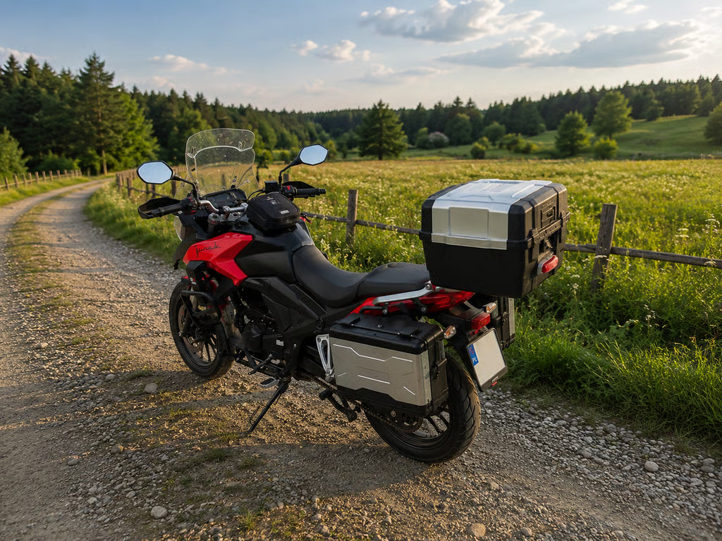 Motocykl Junak gotowy do podróży po Podlasiu